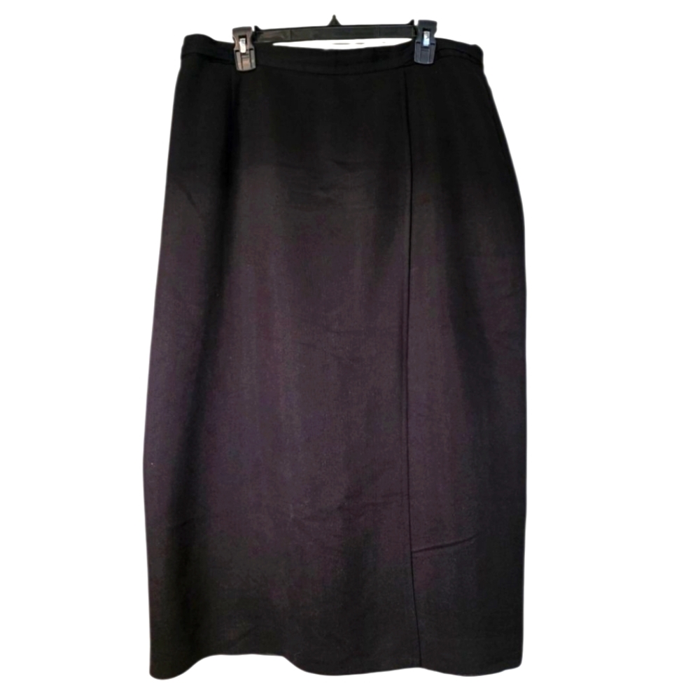 Vintage Maggie McNaughton Wool Elegant Lined Black Pencil Midi Skirt 16 EUC